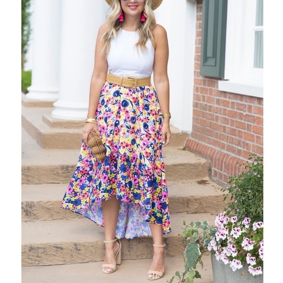 NWT Anthropologie HUTCH White Pink Bethanie Floral High Low Dress Sz XL - Picture 2 of 16